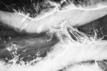 Black and white abstract marble texture, acrylic fluid artの写真素材