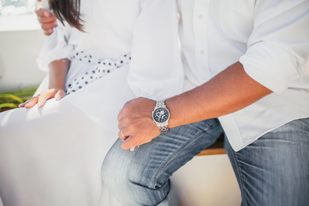Cropped image of happy young couple spending time togetherの写真素材