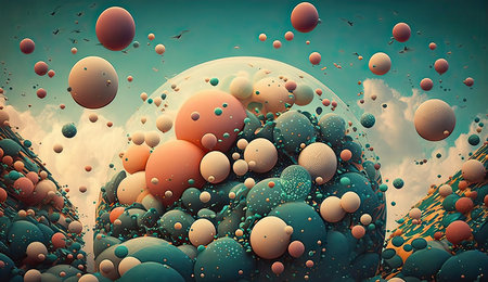 3D surreal illustration. sacred geometry. Mysterious psychedelic relaxation pattern. fractal abstract texture. Created with Generative AI technologyの素材