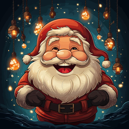 Santa Claus in the sea. Vector illustration of a cartoon character.のイラスト素材