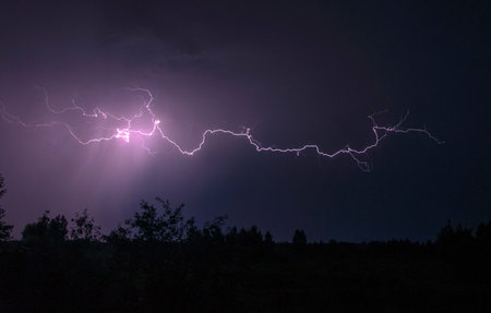 lightning in the nightの写真素材