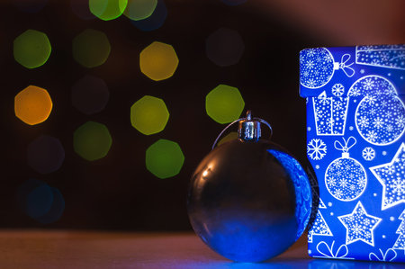 Christmas ball and boxの写真素材