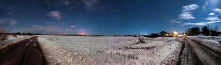 The field in the moonlit night