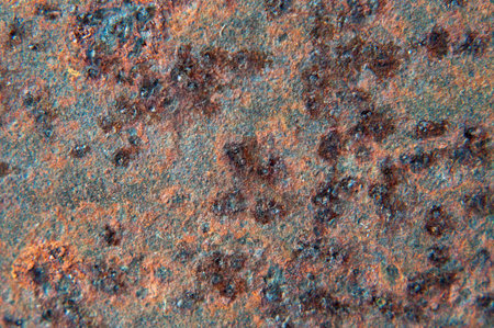 Texture rusty iron sheet closeup.