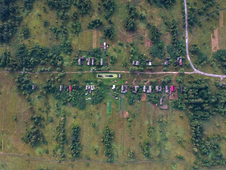 View of the village from the height in summerの写真素材