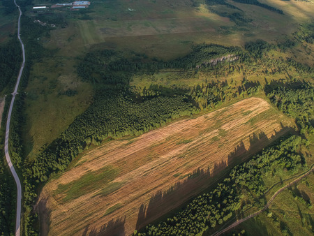 Sown field from droneの写真素材