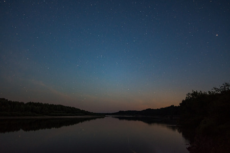 river Oka starry nightの写真素材