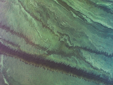 The river bloomed from a height,Polluted river with height, who polluted green spotsの写真素材