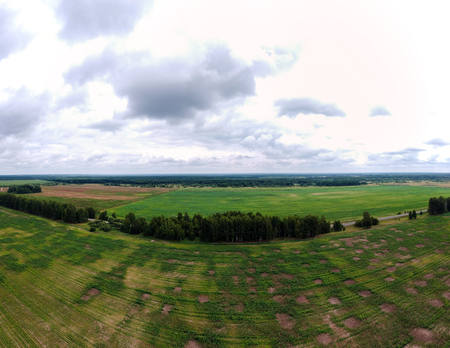 Large panorama of large fields from the heightの写真素材