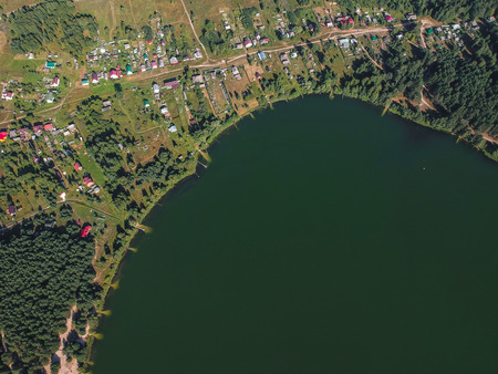 A huge lake from a heightの写真素材
