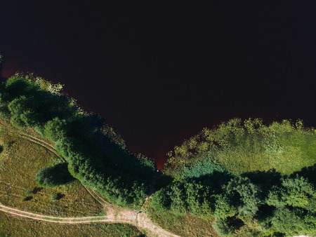 A huge lake from a heightの写真素材