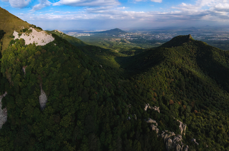Mount Beshtau from the height of the drone in the summer Sunny dayの写真素材