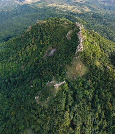 Mount Beshtau from the height of the drone in the summer Sunny dayの写真素材