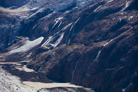 Huge mountain glacier in the surroundings of Dombai. Caucasus Mountains summer, clear day.の写真素材