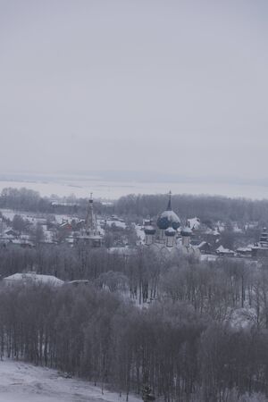 Suzdal from the height of the bell tower in the winter day.の写真素材