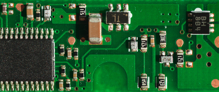 Macro photo of laptop  chip with space for writingの写真素材