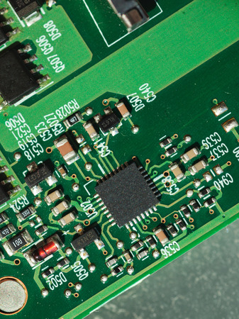Macro photo of laptop  chip with space for writingの写真素材