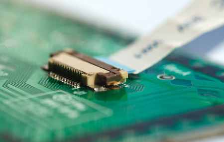 Macro photo of laptop  chip with space for writingの写真素材