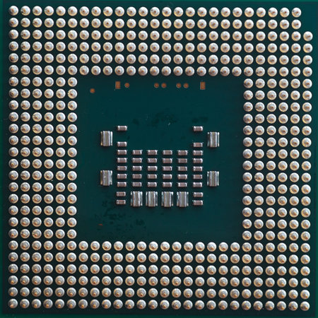Macro photo of laptop  chip with space for writing