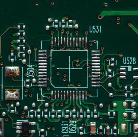 Macro photo of laptop microcircuits close upの写真素材