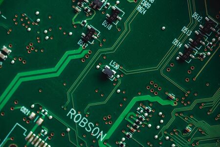 Macro photo of laptop microcircuits close upの写真素材