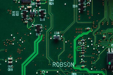 Macro photo of laptop microcircuits close upの写真素材