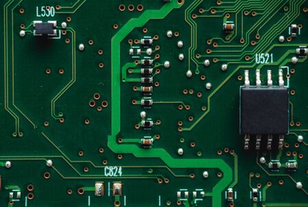 Macro photo of laptop microcircuits close upの写真素材