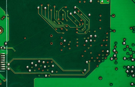 Macro photo of laptop microcircuits close up