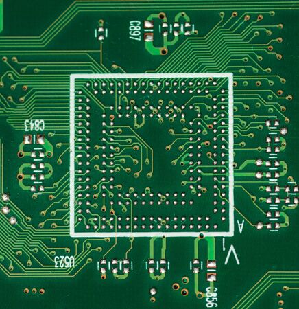 Macro photo of laptop microcircuits close upの写真素材