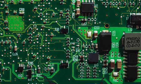 Macro photo of laptop microcircuits close upの写真素材