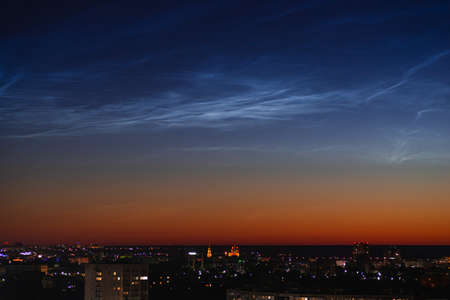 Silvery clouds over the city of Ryazan in summer. Silvery clouds over the Ryazan Kremlinの写真素材