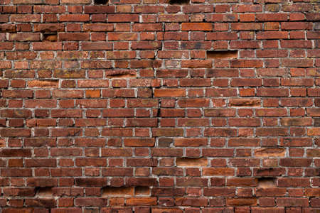 Macro texture of a beautiful red brickwork.の写真素材