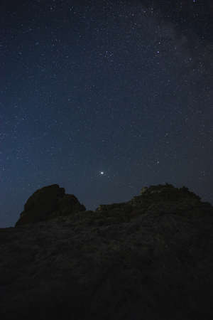 Beautiful starry sky in the mountains of Crimeaの写真素材
