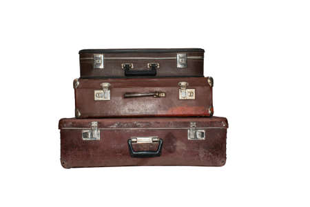 Three old vintage suitcasesの写真素材