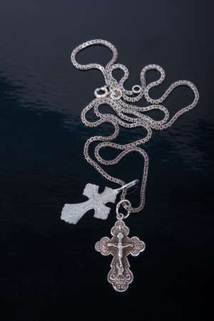 cross worn on the neckの写真素材