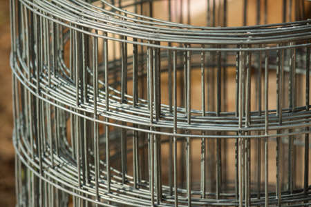 Steel mesh with rectangular cells roll upの写真素材