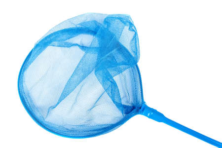 Blue insect-net for butterflies isolated on white backgroundの写真素材