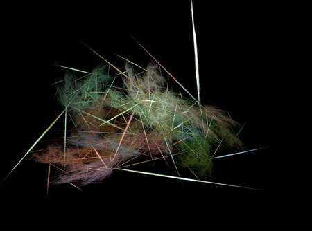 abstract colorful fractals, random shapes on a black backgroundの写真素材