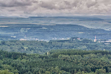 Cloudy weather in the mountains of the Northern Caucasus in the town of Kislovodsk. The view from the mountain.の写真素材