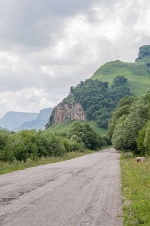 Cloudy weather in the mountains of the Northern Caucasus in the town of Kislovodsk. The view from the mountain.の写真素材