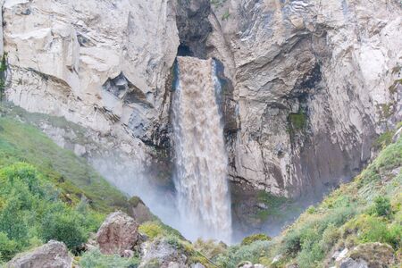 Sultan waterfall bubbling after thunderstormsの写真素材