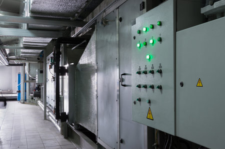 Two closed ventilation system control cubicles in the ventilation room near to the ventilation unit