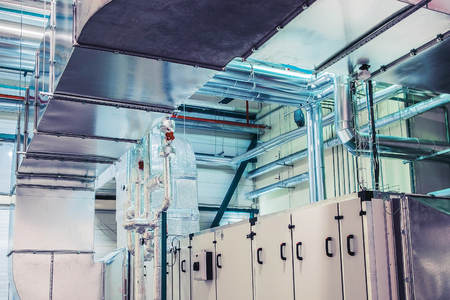 Industrial ventilation, air handling unit with ductworkの写真素材