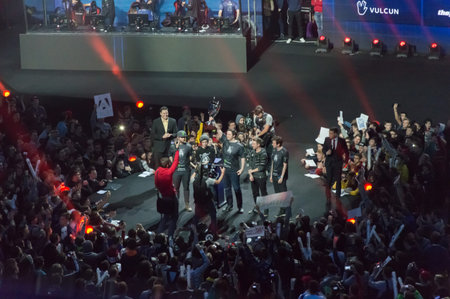 MINSK, BELARUS - JANUARY 17, 2016 Starladder iLeague championship Dota 2 and Counter Strike Global...