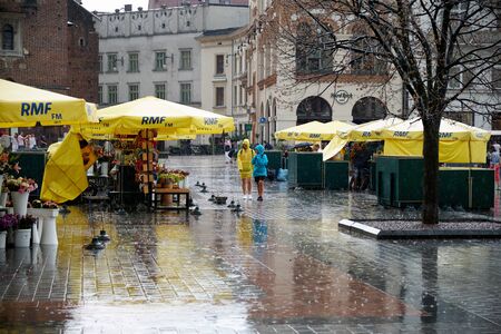 Krakow, travel, tourism, summer, rain, journey, squareのeditorial素材