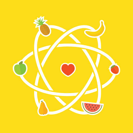 Fruit icons detox science scheme vector illustrationのイラスト素材