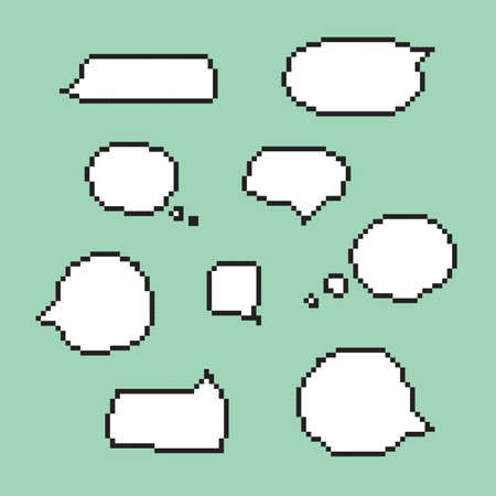 Pixel art speech bubbles set isolated vectorのイラスト素材