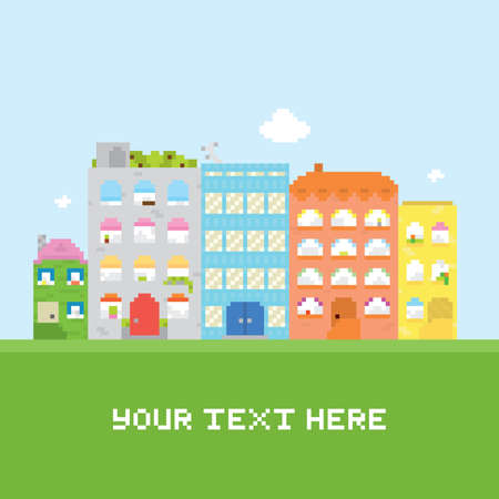 Pixel art style smakk house vector set cardのイラスト素材