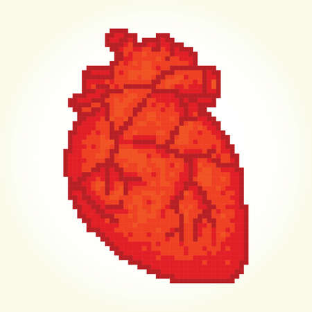 Pixel art style red gamer heart isolated vectorのイラスト素材