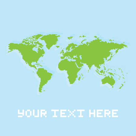Pixel art style planet earth vector cardのイラスト素材